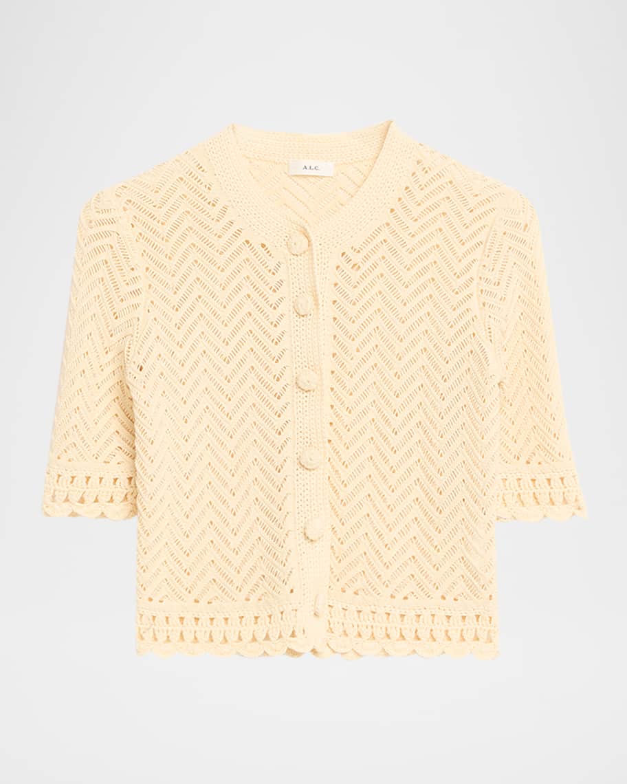 A.L.C. Simon Cropped Open-Knit Cardigan | Neiman Marcus