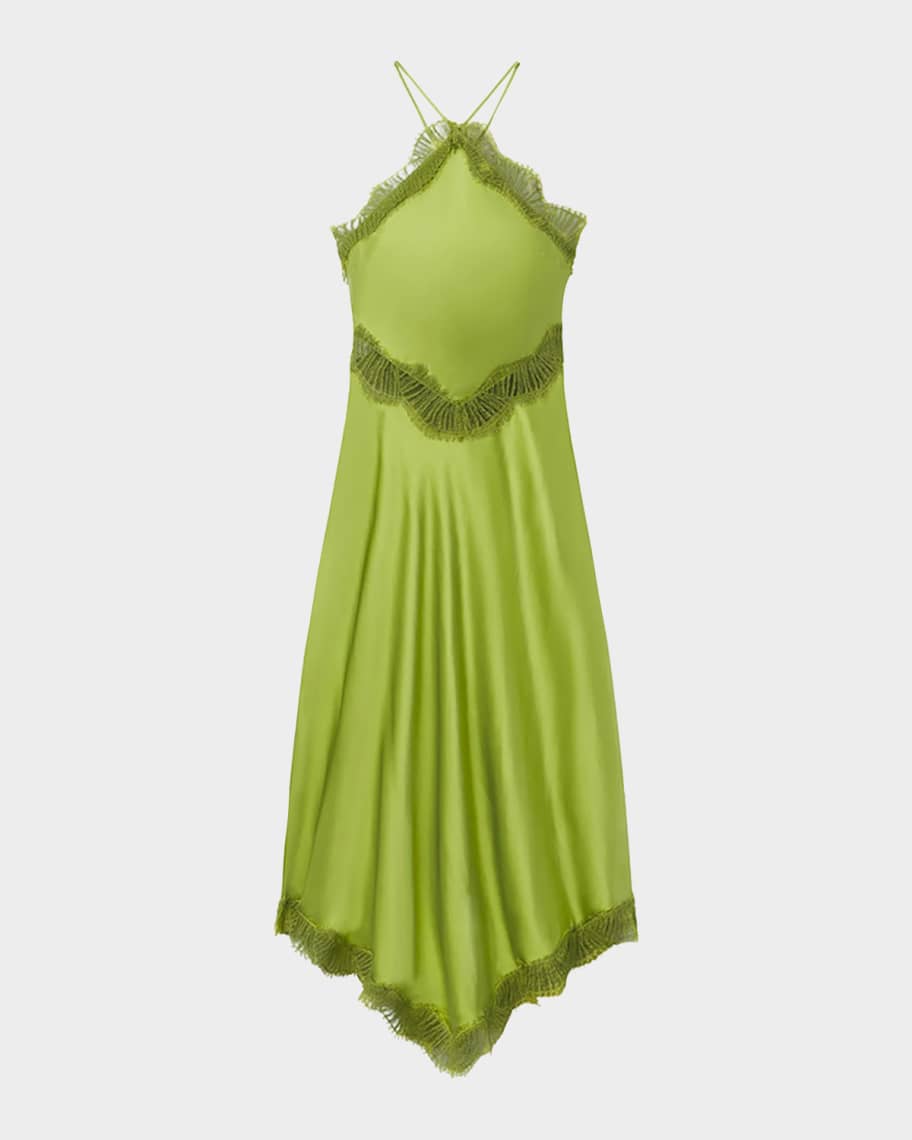 A.L.C. Women's Lucia Satin Midi-Slipdress - Pearl White - Size 4