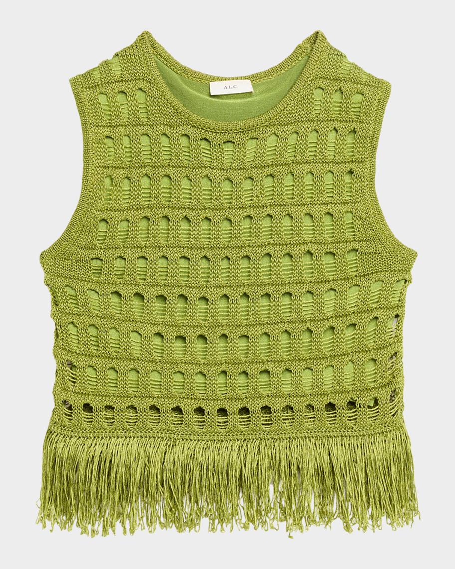 トップス acka lame fringe tops A.L.C. Esme Open-Knit Fringe Top | Neiman Marcus