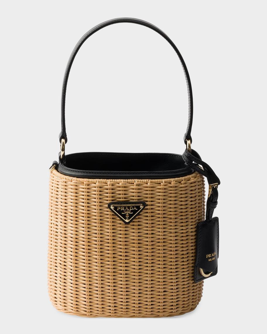 Prada Wicker and Leather Bucket Bag | Neiman Marcus