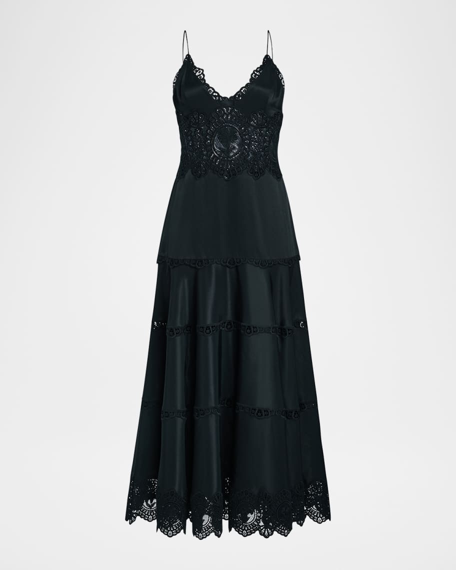 Retrofete Leilani Embroidered A-Line Midi Dress | Neiman Marcus