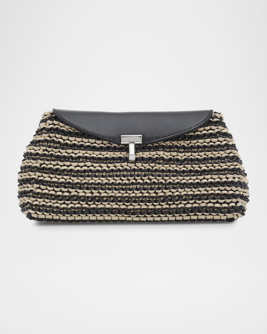 Toteme Mini T-Lock Woven Leather Clutch Bag | Neiman Marcus