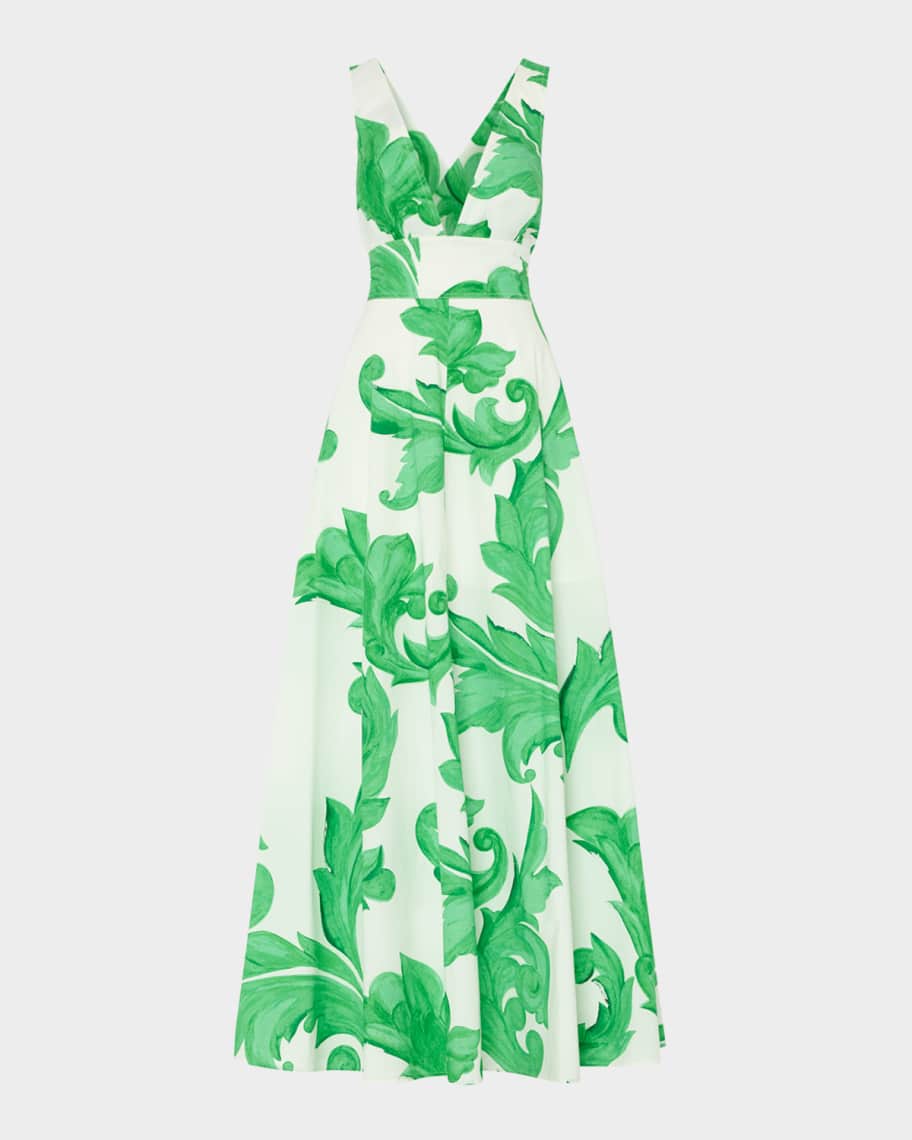 Milly Catarina Floral-Print Cotton Poplin Maxi Dress | Neiman Marcus