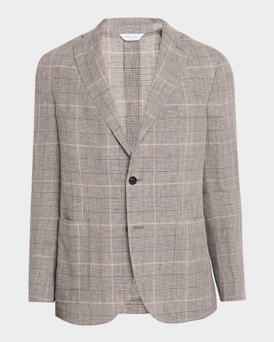 <美品>BOGLIOLI COAT 最新ロゴ 総柄 コットン ジャケット 48 Boglioli Men's Glen Plaid Linen Single-Breasted Jacket | Neiman Marcus