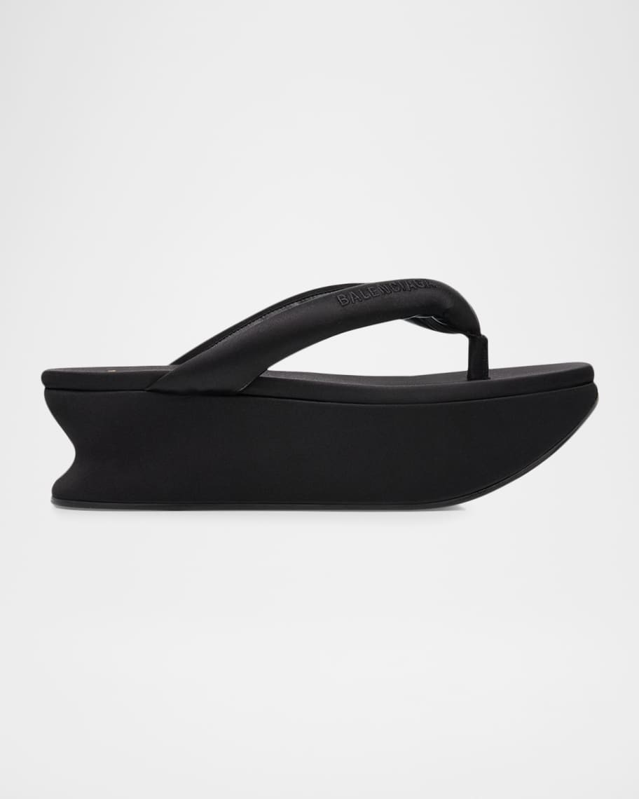 Balenciaga 90mm Gaeta Satin Platform Thong Sandals | Neiman Marcus