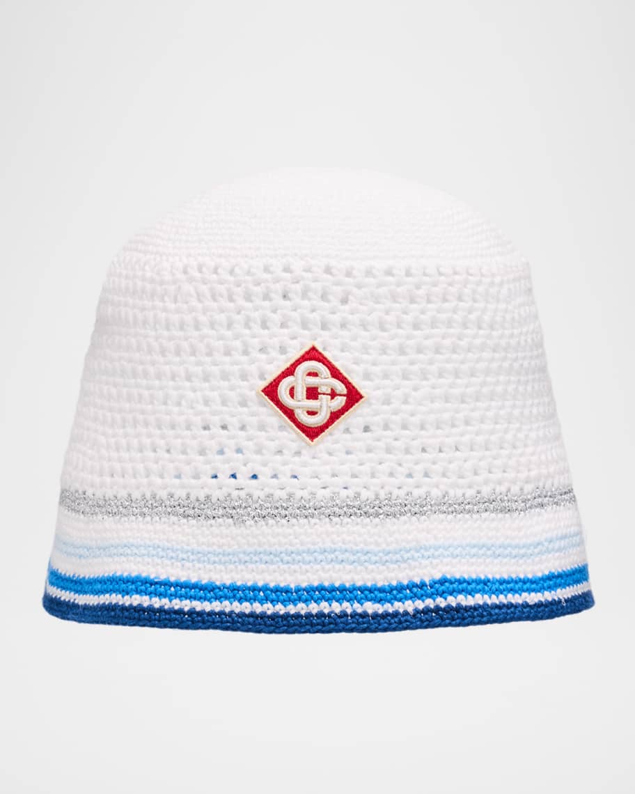 Casablanca STRIPED CROCHET HAT カサブランカ CASABLANCA Men's Mesh Stripe Crochet Bucket Hat | Neiman Marcus