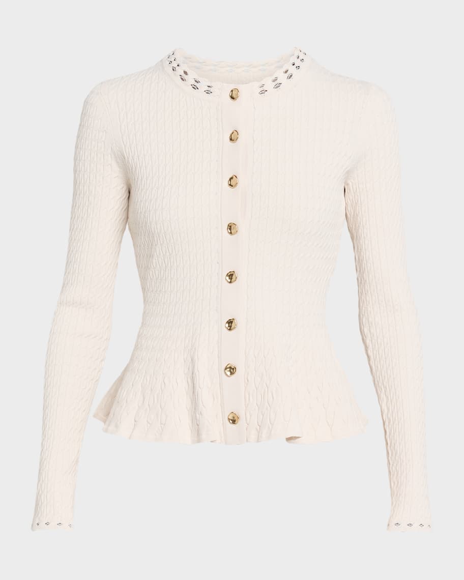 Jason Wu Collection Cable Knit Peplum Top | Neiman Marcus