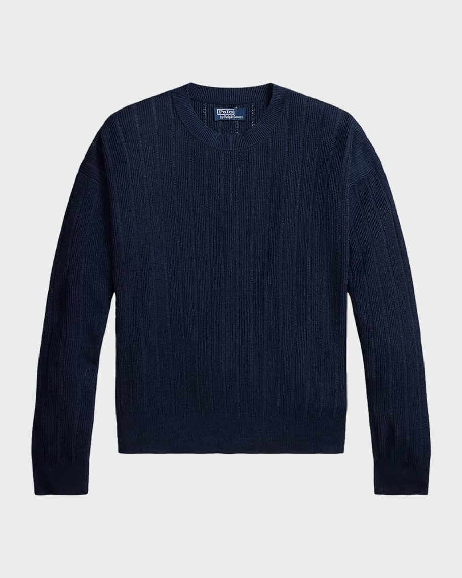 Polo by Ralph Lauren ネイビー リネン100% W34 Polo Ralph Lauren Men's Relaxed Fit Textured Linen Sweater
