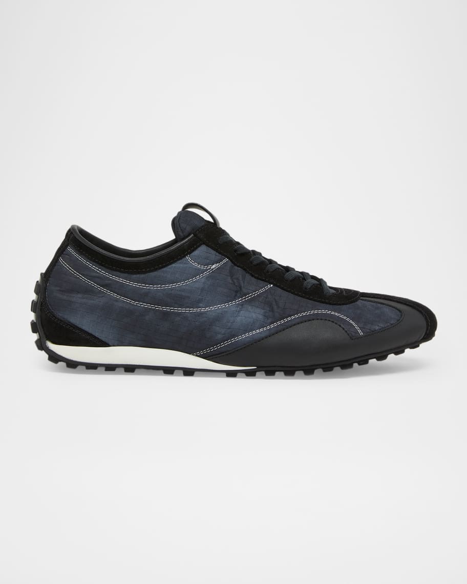 Balmain Men's Racing Suede and Textile Low-Top Sneakers | Neiman