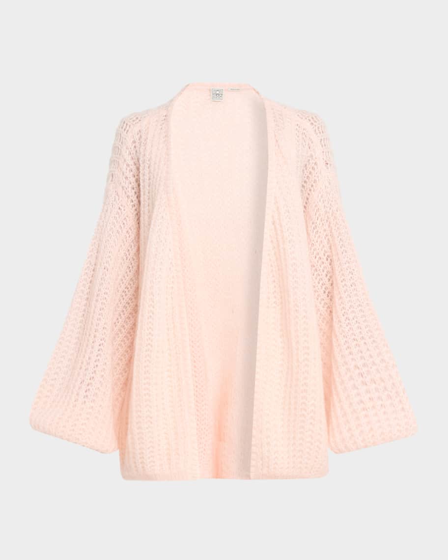 Toteme Balloon-Sleeve Mohair Open Knit Puffed Cardigan | Neiman Marcus
