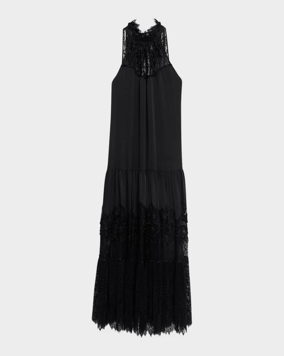 Kobi Halperin Hallee Lace-Inset Halter Maxi Dress, Black, Women's, Small, Casual & Work Dresses Maxi Dresses