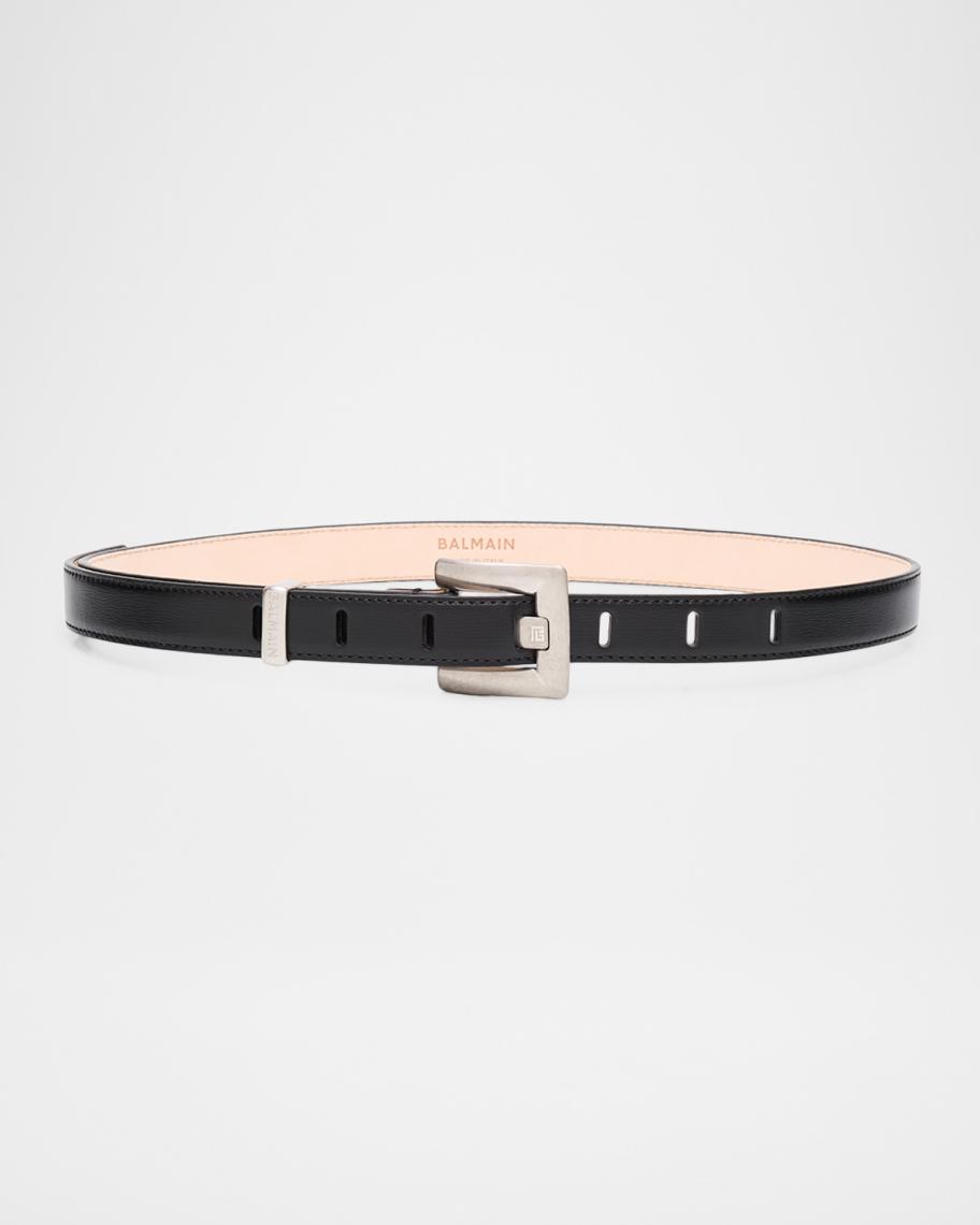 Balmain Anthem Calfskin Leather Belt | Neiman Marcus