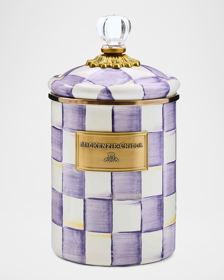 MacKenzie-Childs Violet Check Medium Canister | Neiman Marcus