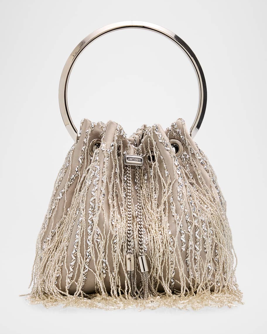 Jimmy Choo Bon Bon Braided Fringe Embroidery Bucket Bag | Neiman