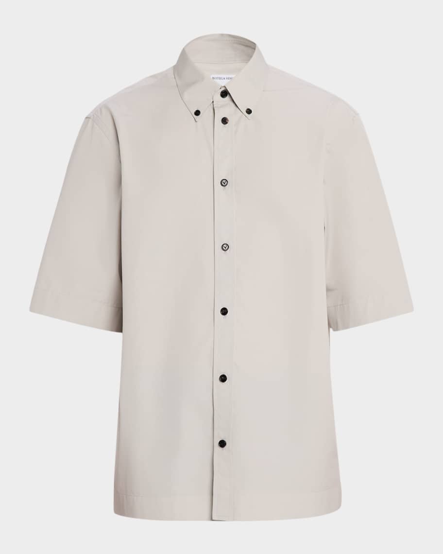 Bottega Veneta Men's Cotton Poplin Oversized Fit Short-Sleeve