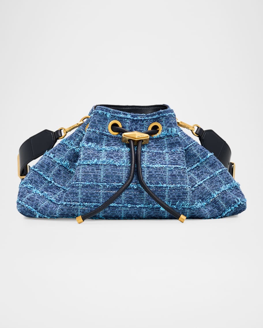 Jimmy Choo Bon Bon Crosshatch Denim Shoulder Bag | Neiman Marcus