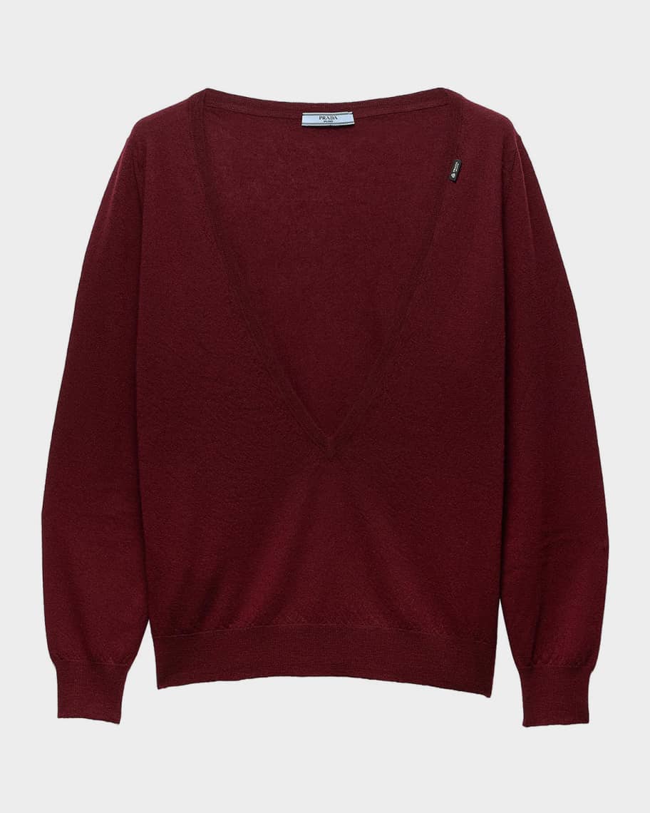 Prada Plunging V-Neck Cashmere Sweater | Neiman Marcus