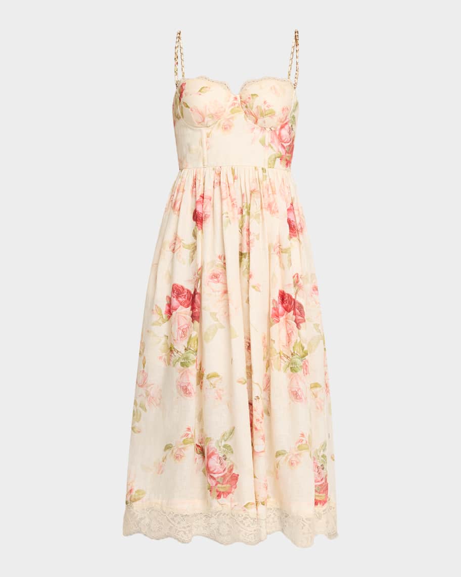 Zimmermann Linen Floral Print Roselight Midi Dress - 3