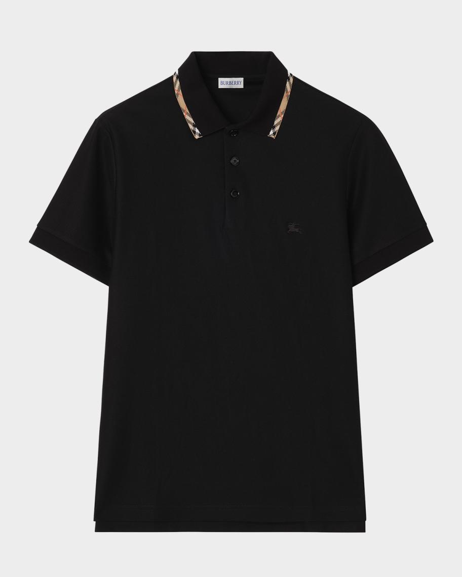 Burberry Men's Slim Fit Check-Placket Pique Polo Shirt | Neiman Marcus