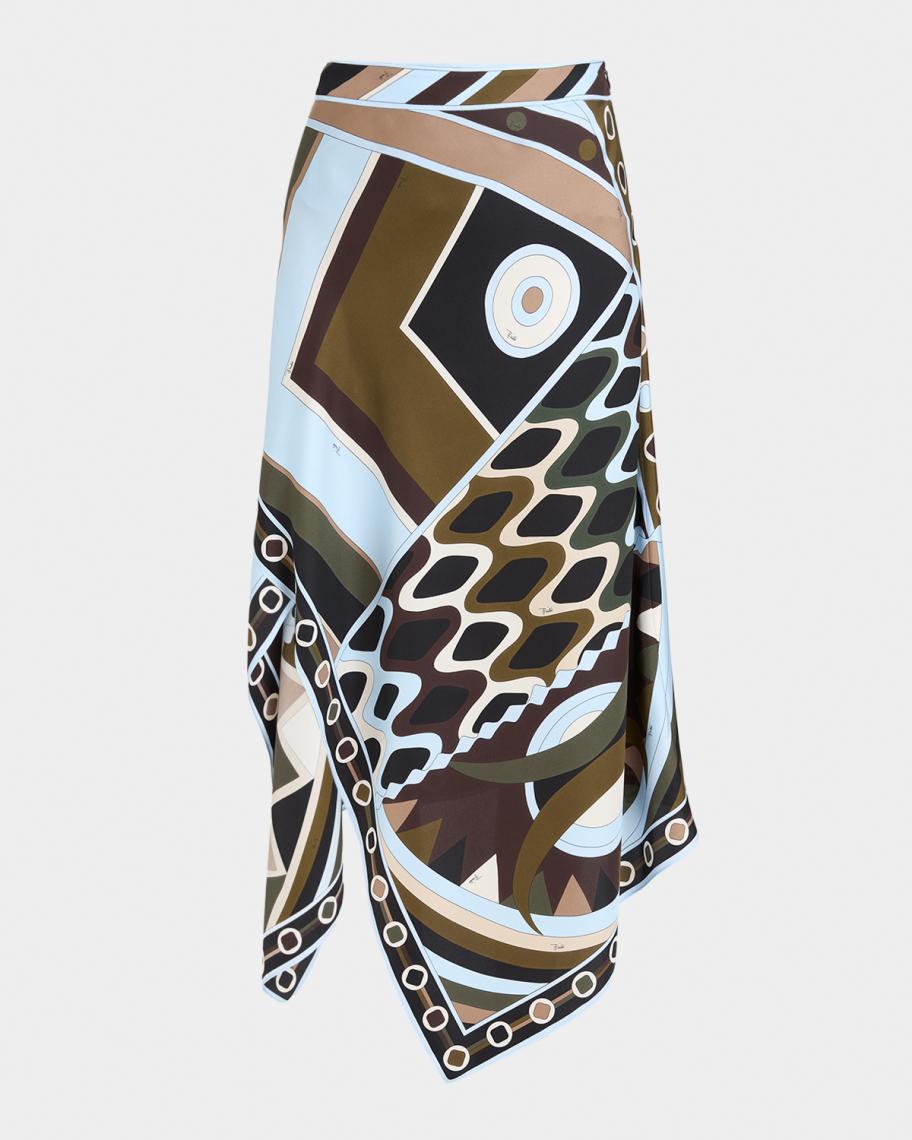 Pucci Vivara Silk Twill Midi Scarf Skirt | Neiman Marcus