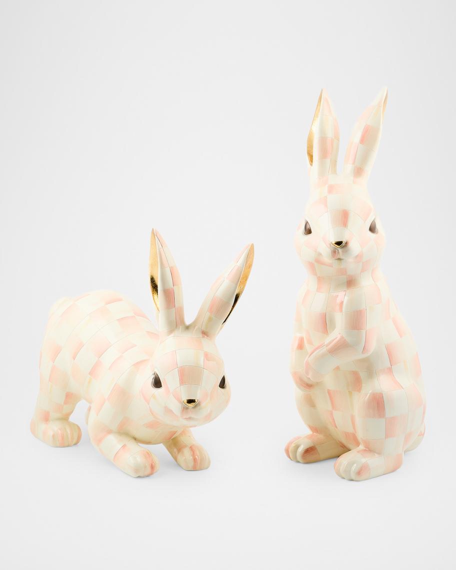 MacKenzie-Childs Rosy Check Trophy Bunnies, Set of 2 | Neiman Marcus