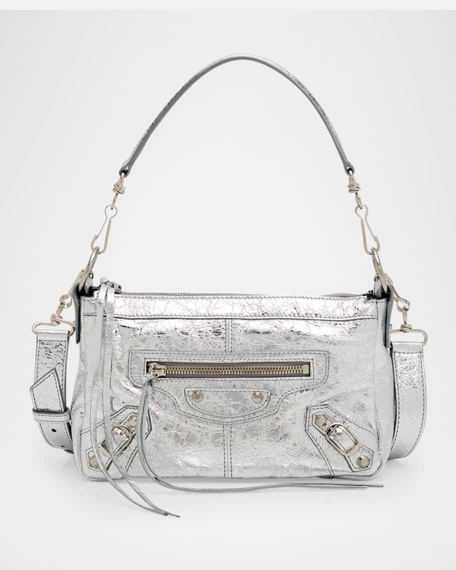 Balenciaga Le City Mini Metallic Leather Moto Shoulder Bag