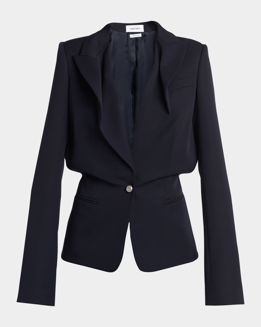 McQueen Certified Wool Folded Lapel Single-Breasted Jacket
