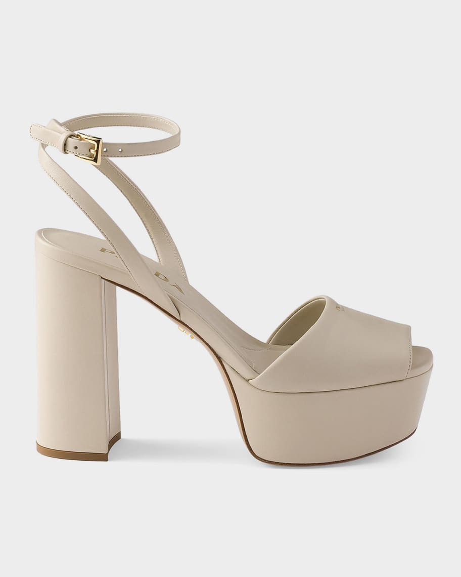 Prada 115mm Nappa Leather Platform Sandals | Neiman Marcus