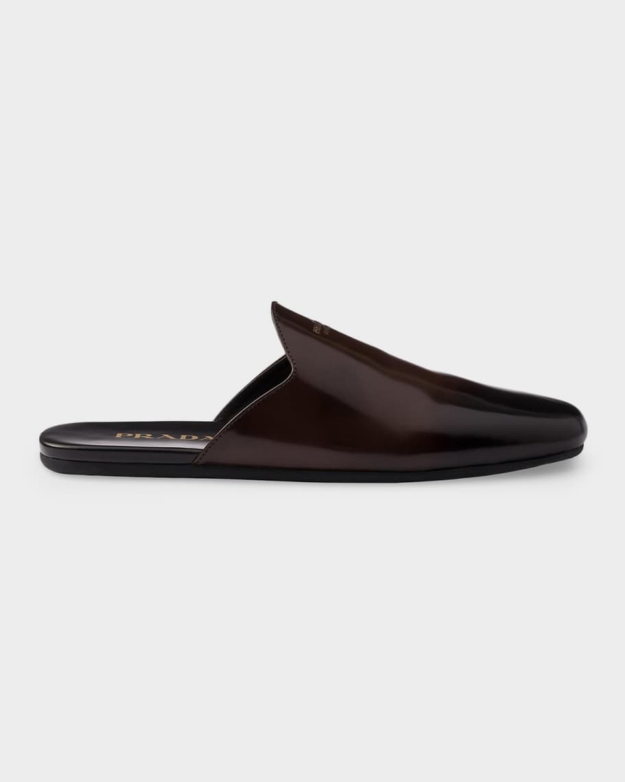 Prada Brushed Leather Mules | Neiman Marcus