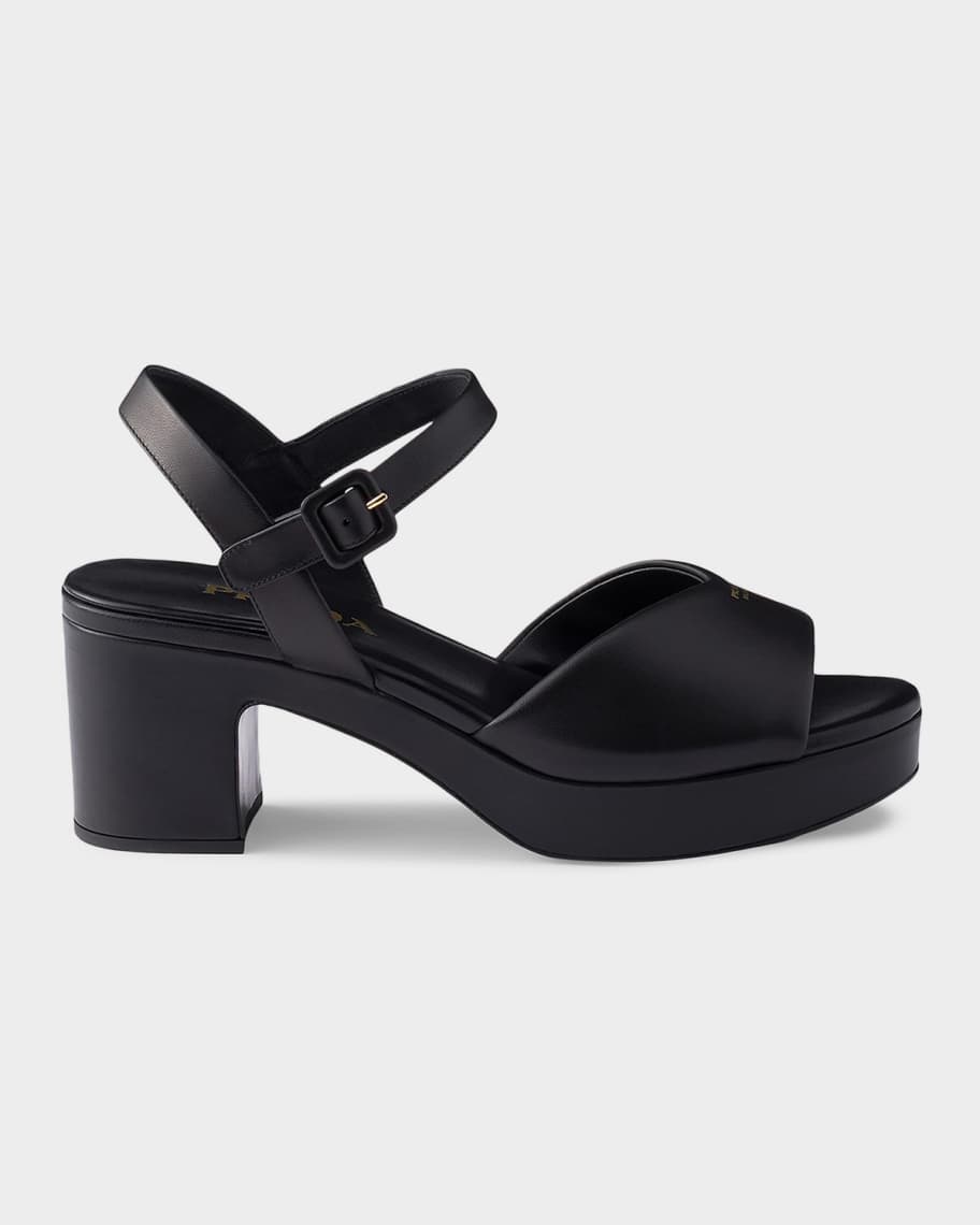 Prada 65mm Padded Nappa Leather Sandals | Neiman Marcus