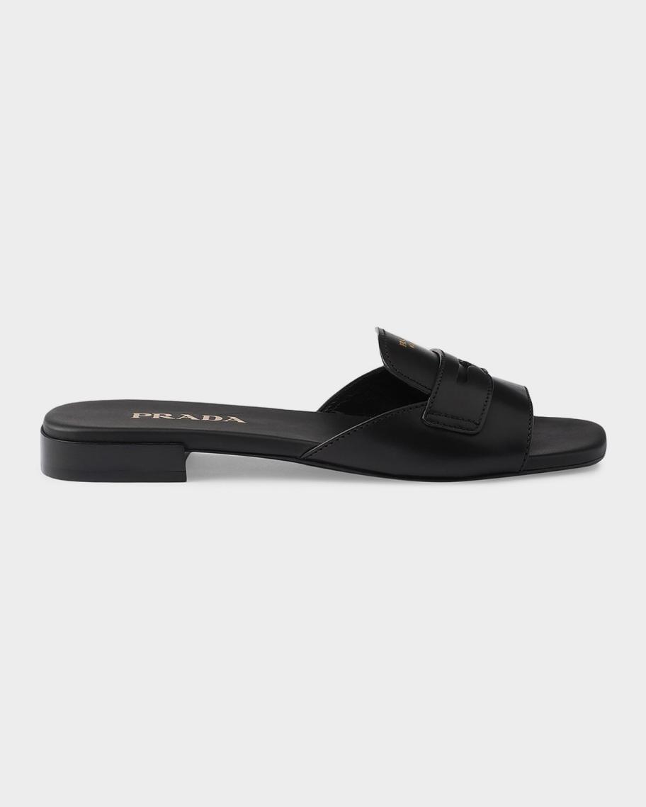 Prada Leather Slide Sandals | Neiman Marcus