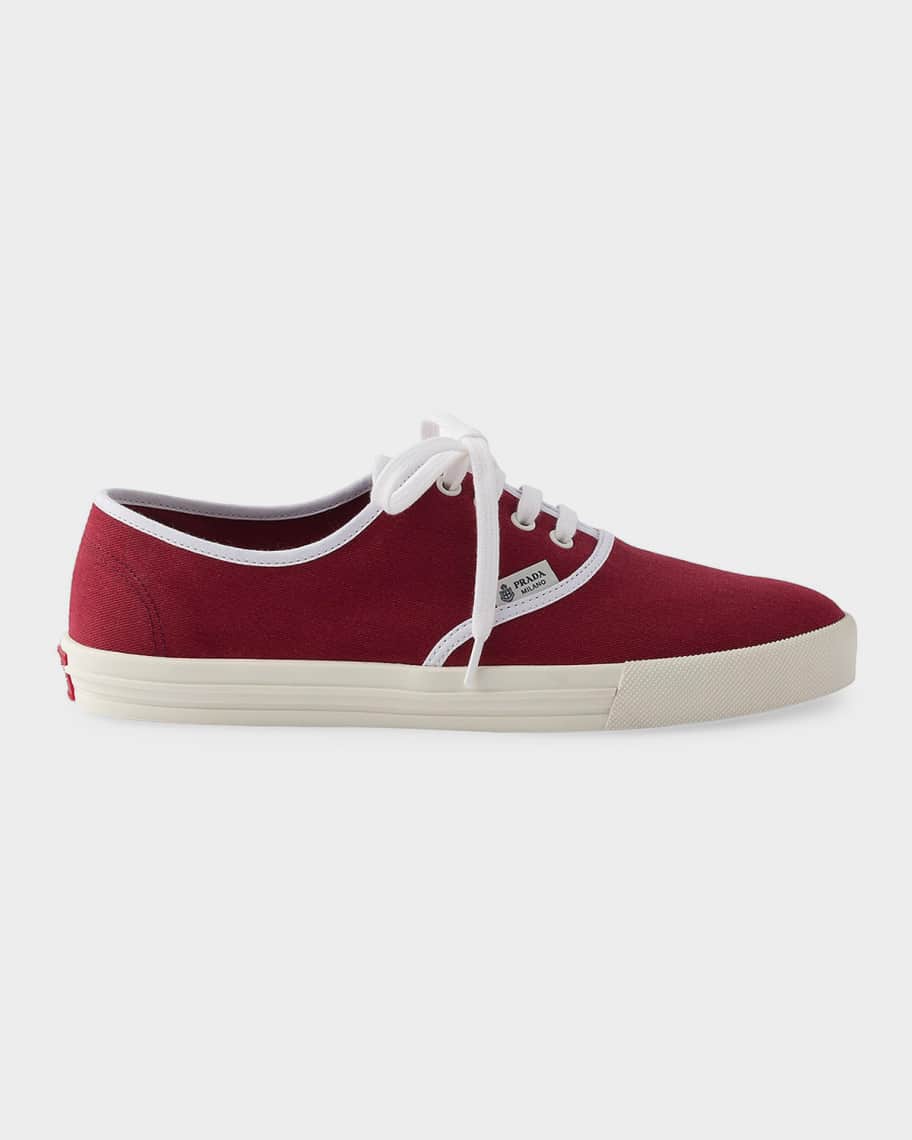 Prada Drill Fabric Low-Top Sneakers | Neiman Marcus