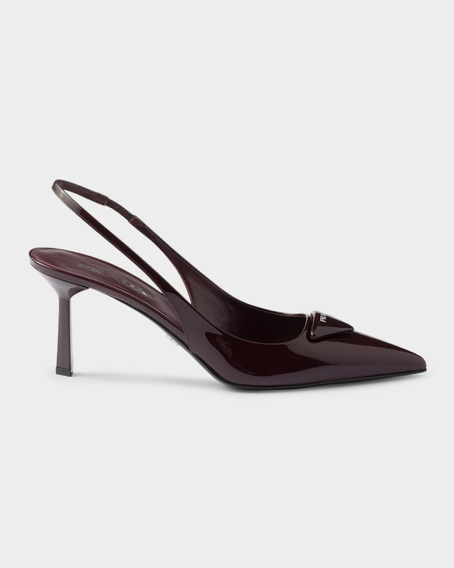 Prada 75mm Patent Leather Slingback Pumps | Neiman Marcus