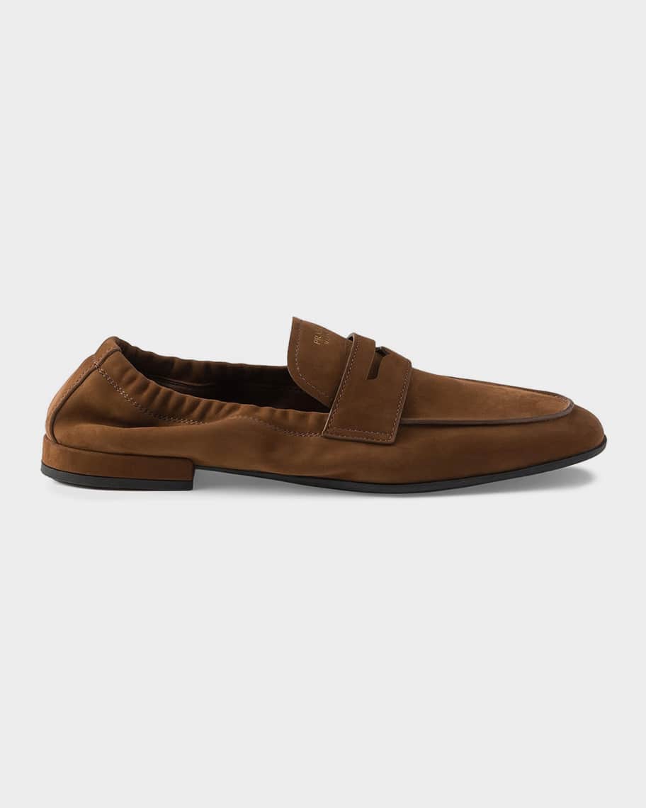 Prada Shuffle Nubuck Leather Loafers | Neiman Marcus