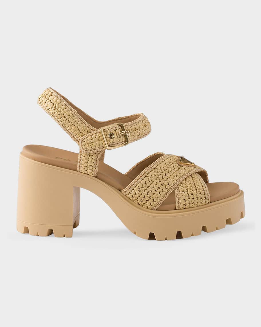 ぽんぽぽTHE TOE Moussaka Crop Knit（beige） Prada Crochet Platform Sandals | Neiman Marcus