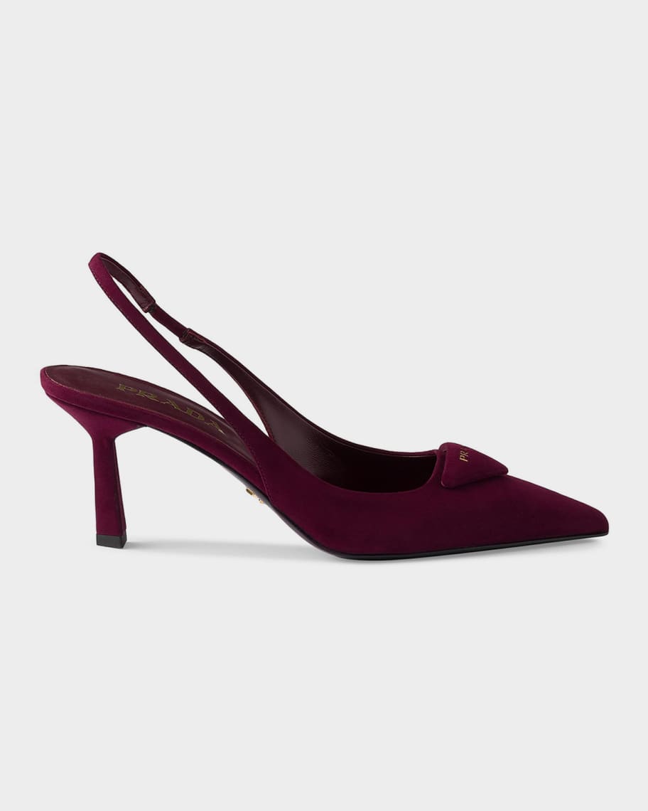 【美品】PRADA レッド パンプス ３５1/2 約23cm Prada 75mm Suede Slingback Pumps | Neiman Marcus