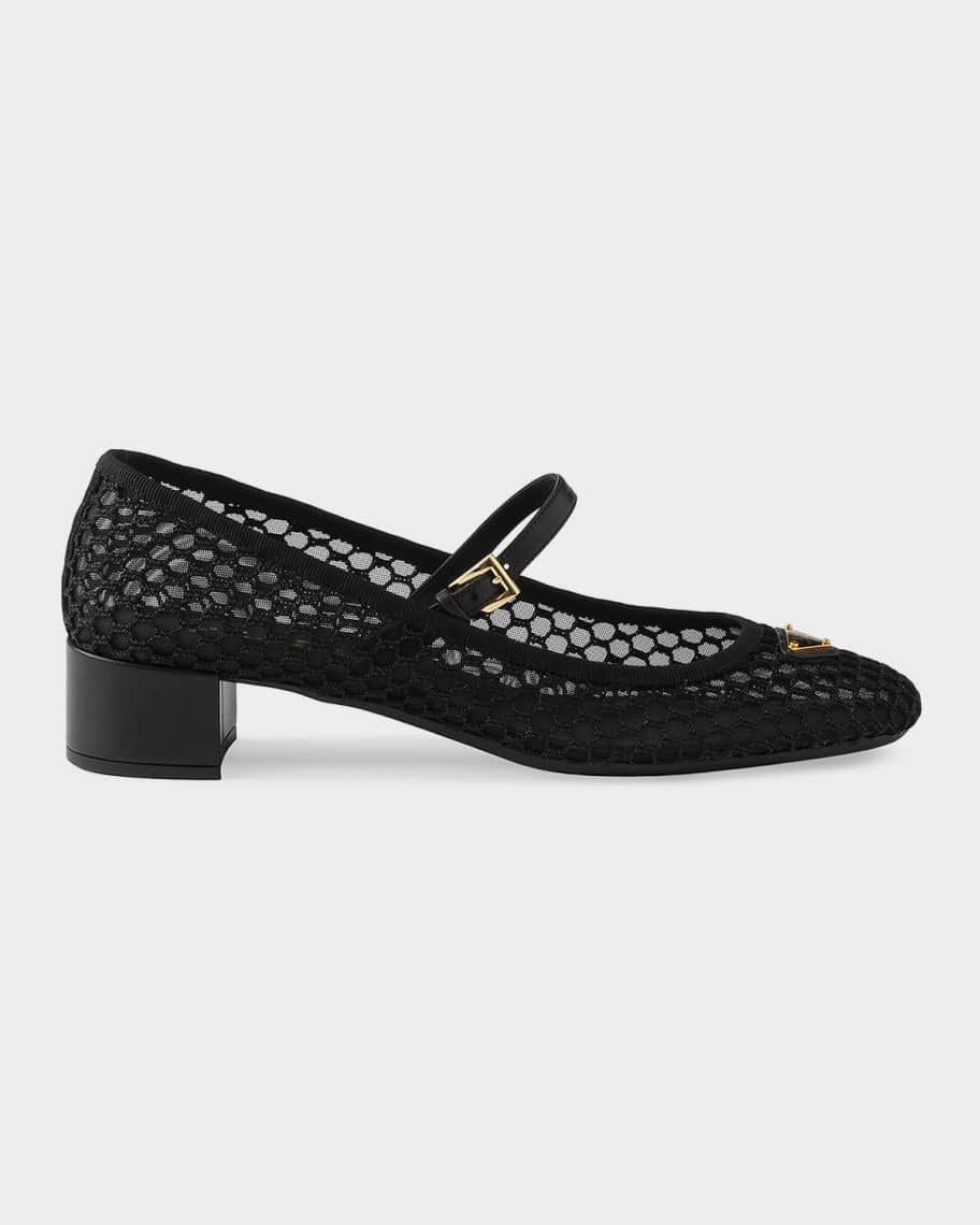 Prada Mesh Fabric Ballerina Heels | Neiman Marcus
