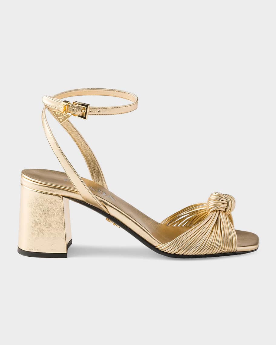 Prada Mordore Nappa Leather Block-Heel Sandals | Neiman Marcus