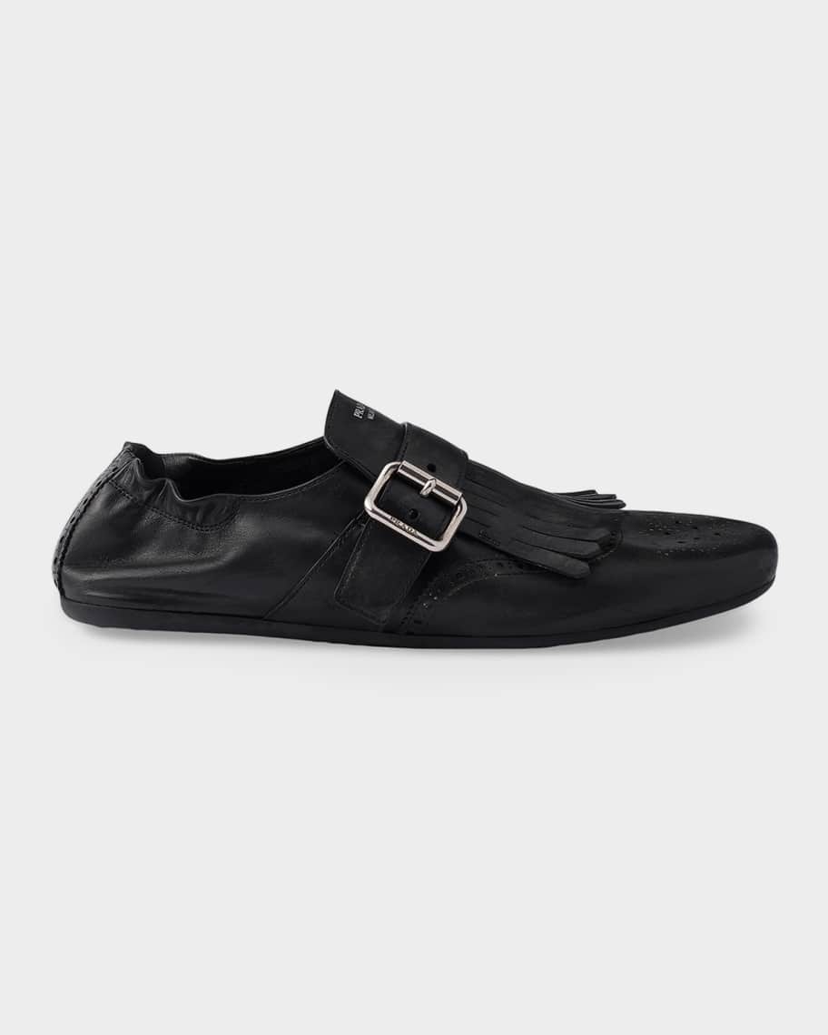 Prada Shuffle Fringed Monk Strap Shoes | Neiman Marcus