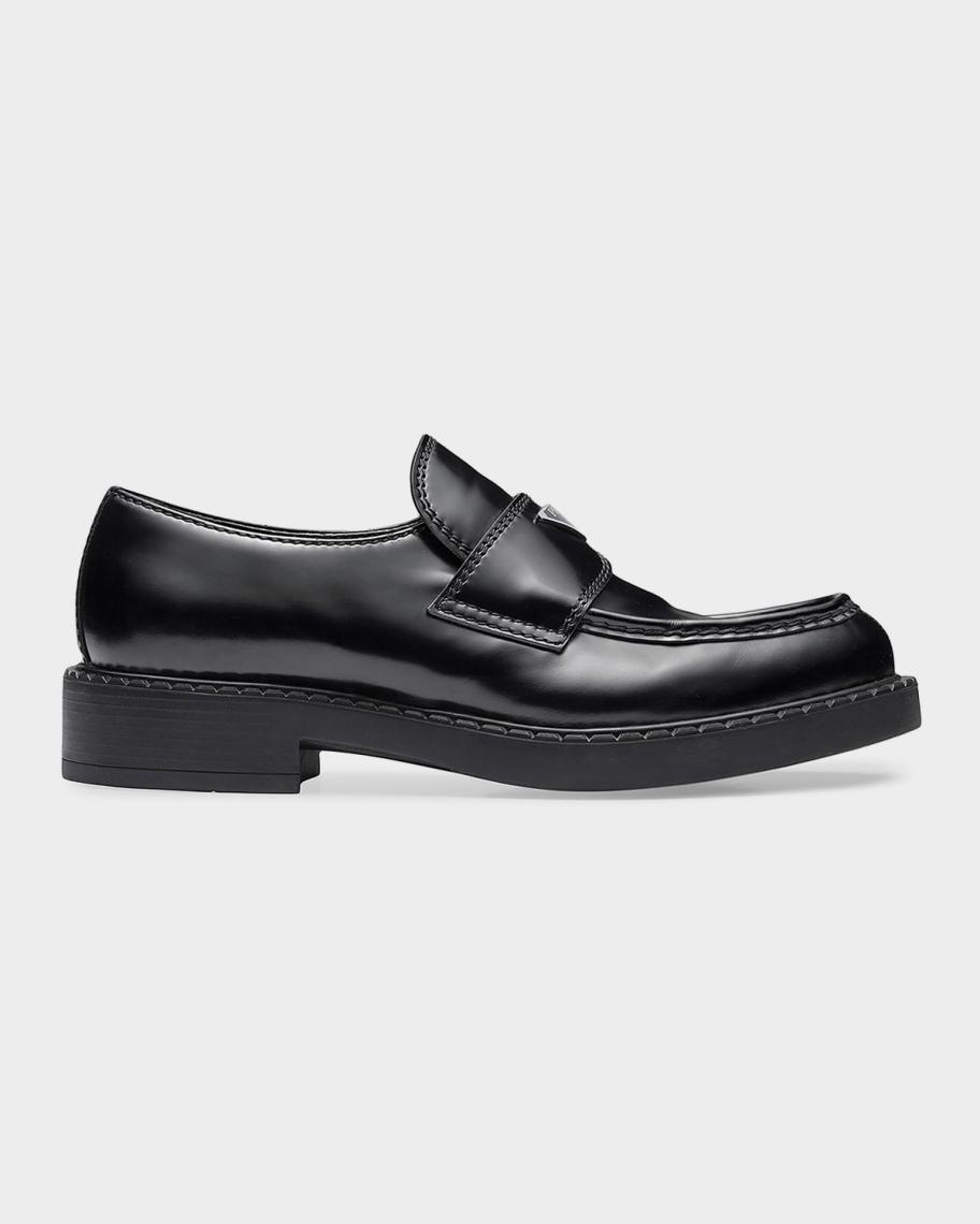 Prada Men's Brushed Leather Loafers | Neiman Marcus