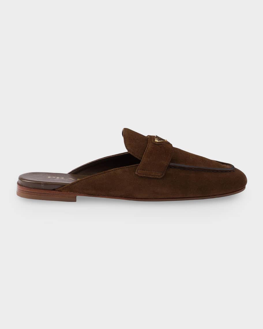 Prada Suede Sabot Mules | Neiman Marcus