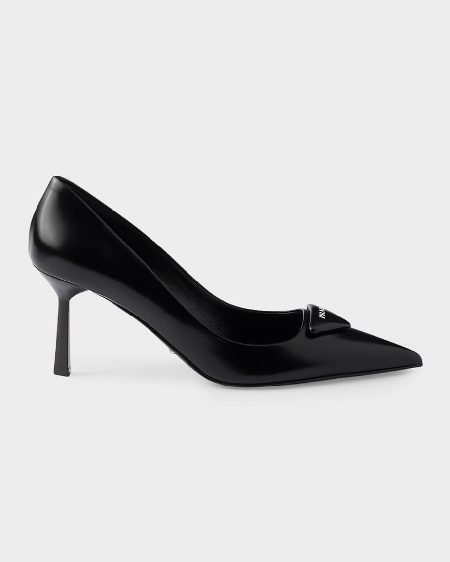 Prada 75mm Brushed Leather Pumps | Neiman Marcus