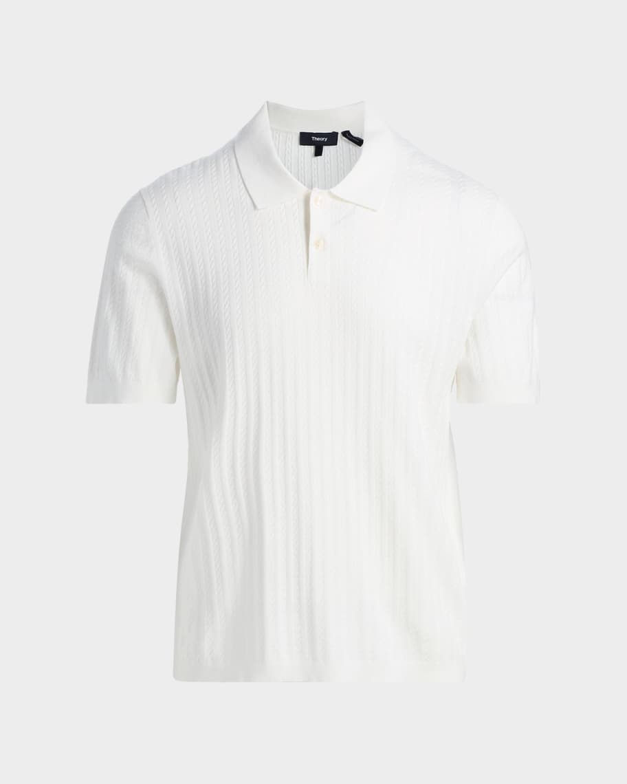 Theory Men's Striple Cable Knit Polo Shirt | Neiman Marcus