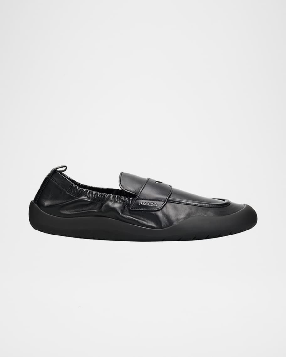 Prada Men's Speedrock Leather Rubber-Sole Penny Loafers | Neiman