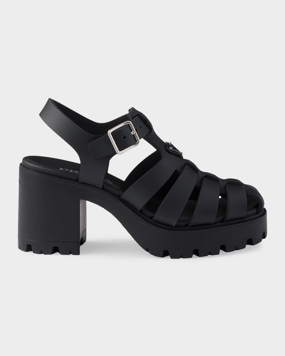Prada Monolith Rubber Platform Sandals | Neiman Marcus