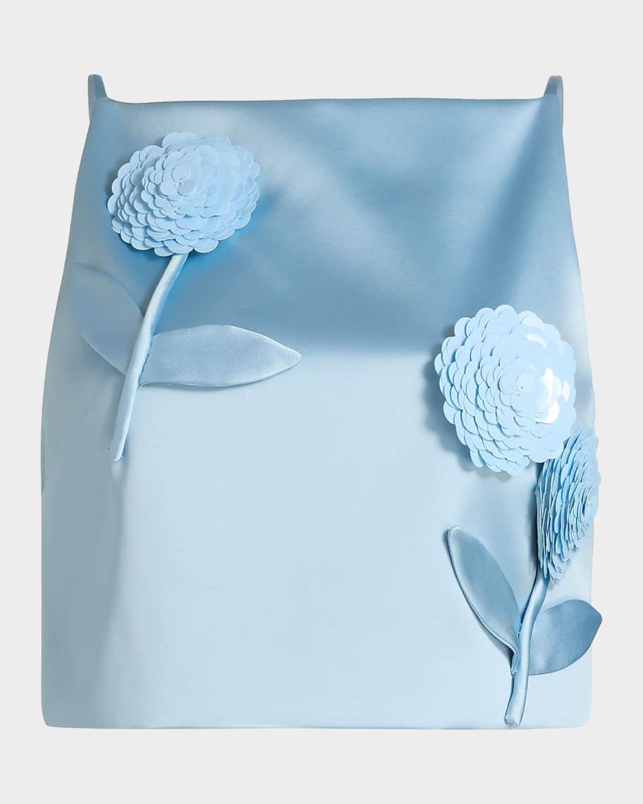 self-portrait フラワートップス Self-Portrait Satin 3D Sequined Flower Top | Neiman Marcus