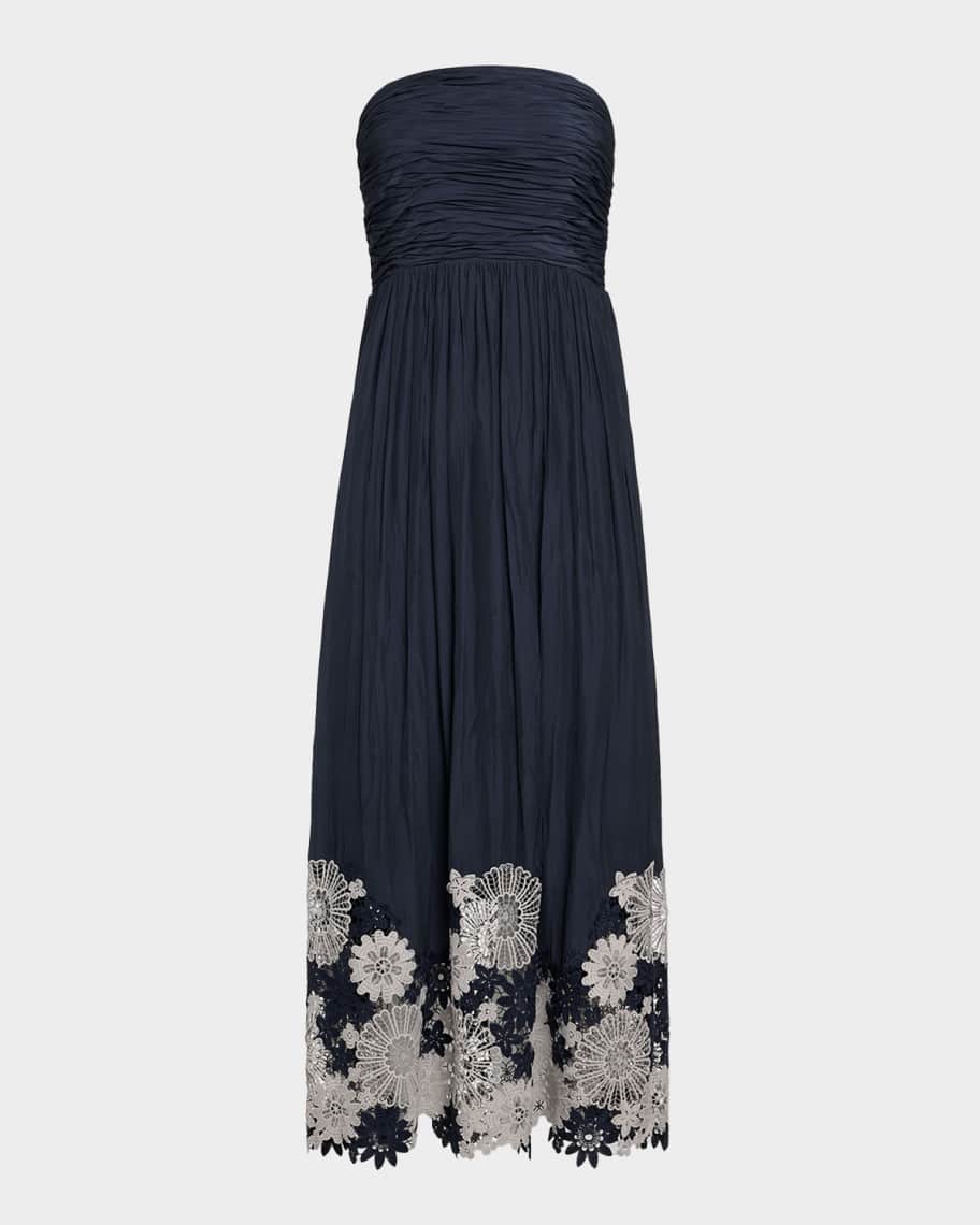 Ramy Brook Milani Embroidered Strapless Maxi Dress | Neiman Marcus