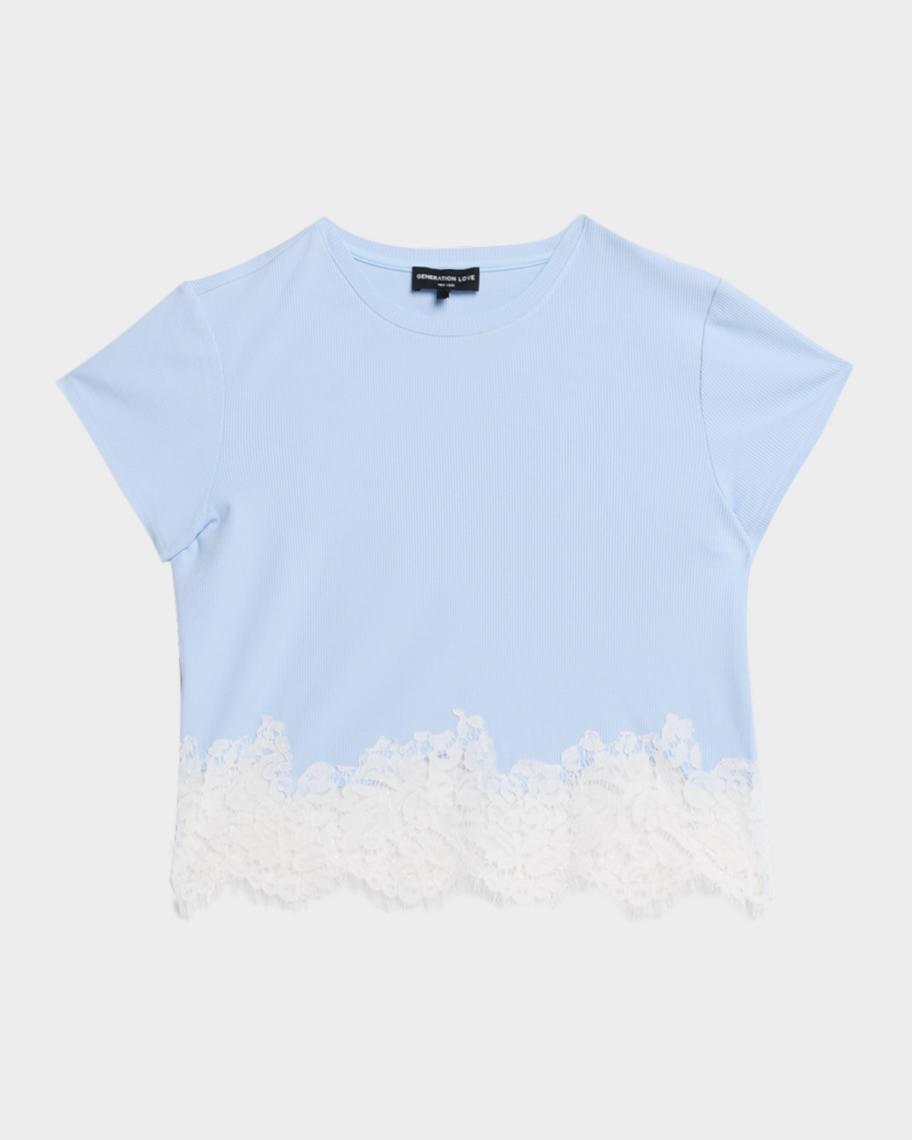 Generation Love Paige Ribbed Lace-Trim T-Shirt | Neiman Marcus