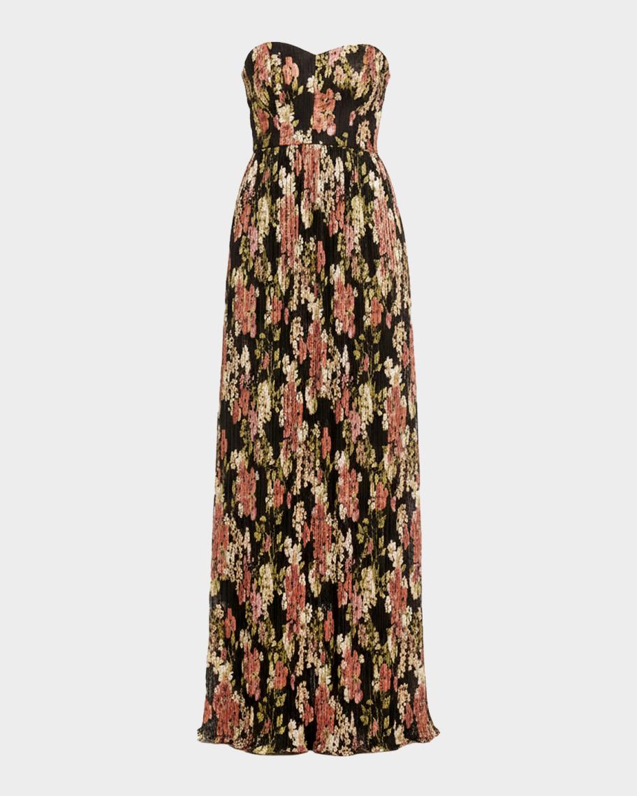 dress the population audrina gown Dress The Population Audrina Strapless Dress - Black Multi