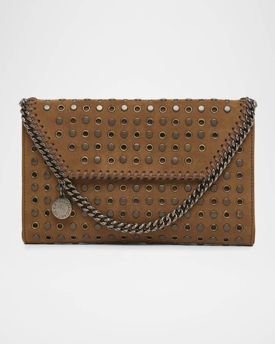 Stella McCartney Falabella Studded Vegan Suede Wallet | Neiman Marcus